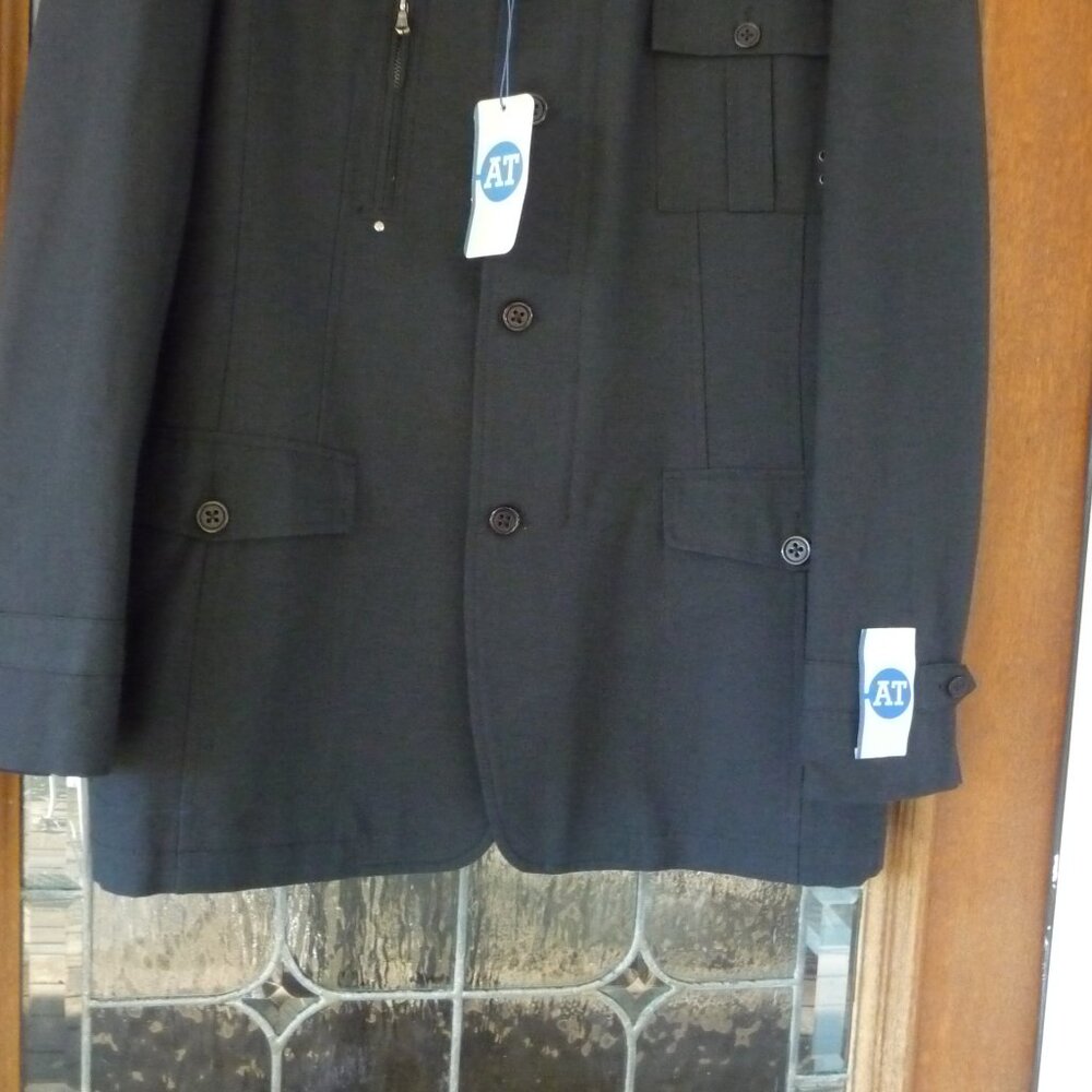 BLACK UTILITY CARGO COAT LONG JACKET 52R - Picture 7 of 13